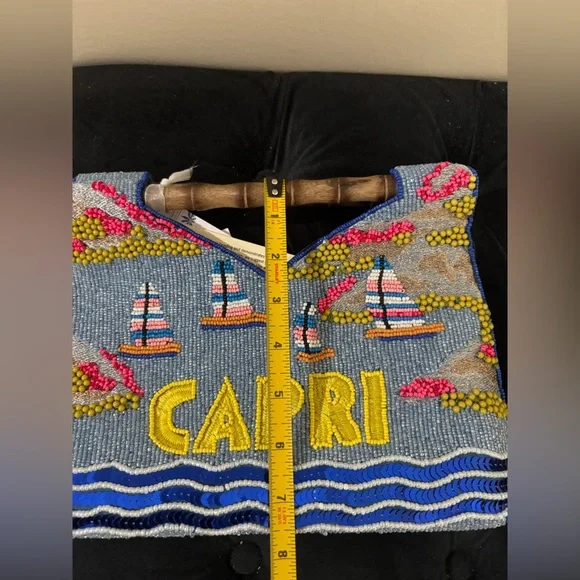 Beaded 'Capri' Tote with Bamboo Handles - Picture 9 of 11